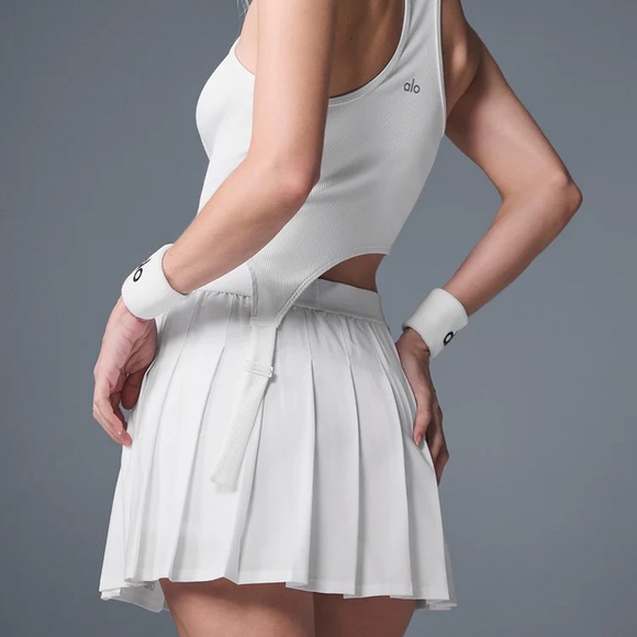 ALO Yoga White Varsity Tennis Skirt - Picture 3 of 4